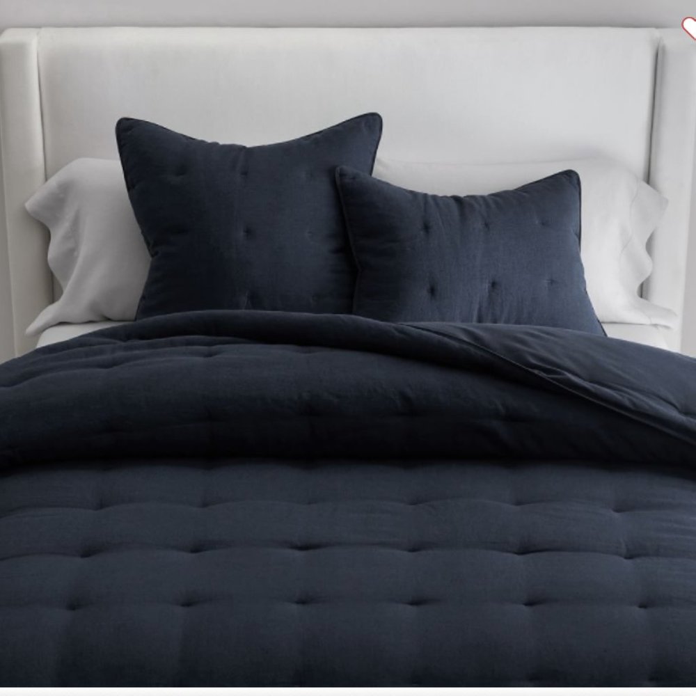 Pottery Barn Belgian Linen Euro Sham Midnight